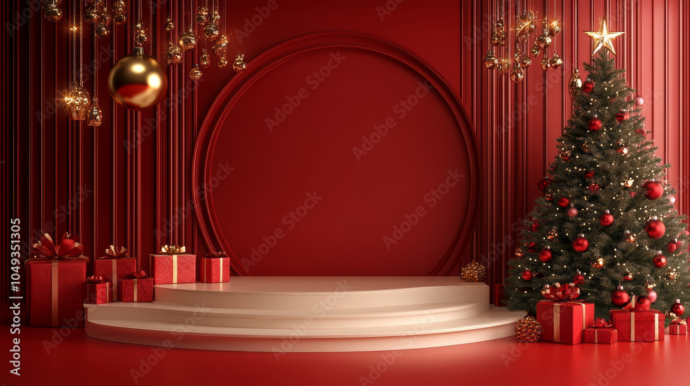 Background of Christmas themed e-commerce product exhibition booth Background of Christmas themed e-commerce product exhibition booth