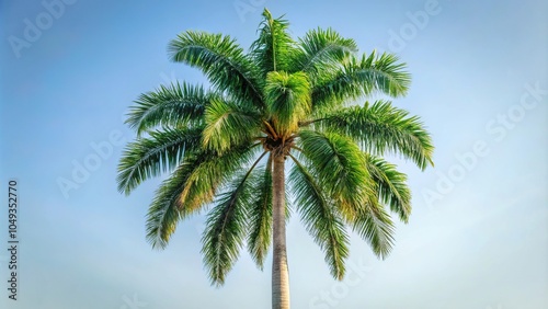 tall palm tree with green frond against sky