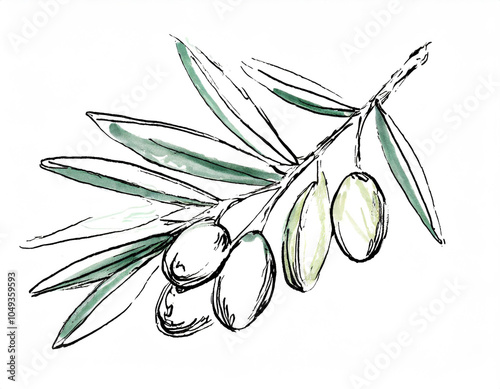 Gałązka zielonej oliwki rysunek