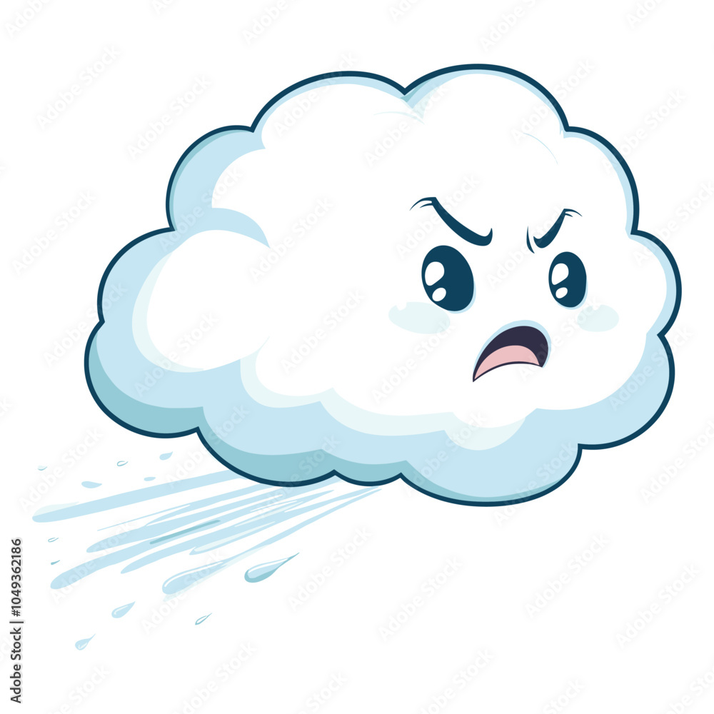 Angry cartoon cloud with furrowed brows, symbolizing stormy weather Angry cartoon cloud with furrowed brows, symbolizing stormy weather
