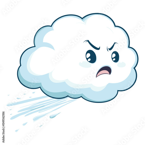 Angry cartoon cloud with furrowed brows, symbolizing stormy weather