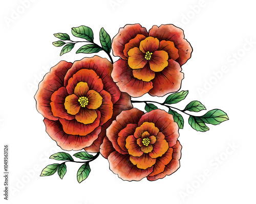 Untitled ArFlower Collection Illustration with Transparent Background. Colorful Spring Floral Set twork
