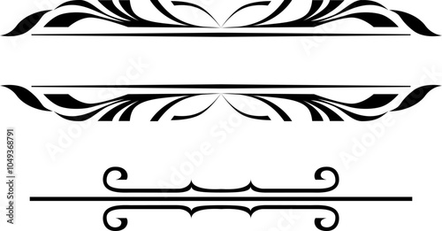 black and white set of delimiters for text, dividers