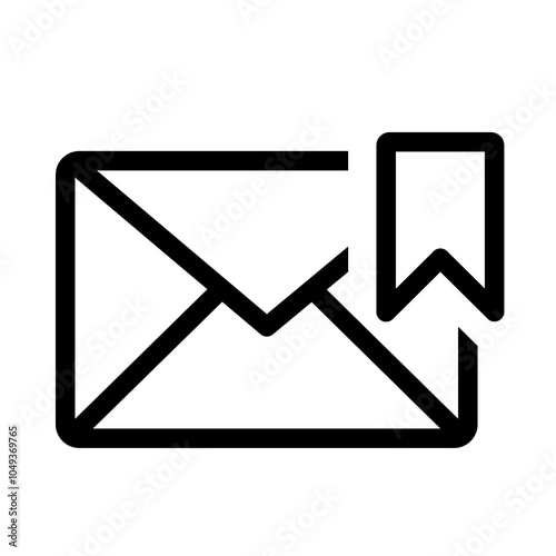 Envelope marker icon in black and outline style