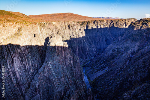Black Canyon of the Gunnison National Park landscape during late afternoon in Colorado, USA during autumn. 