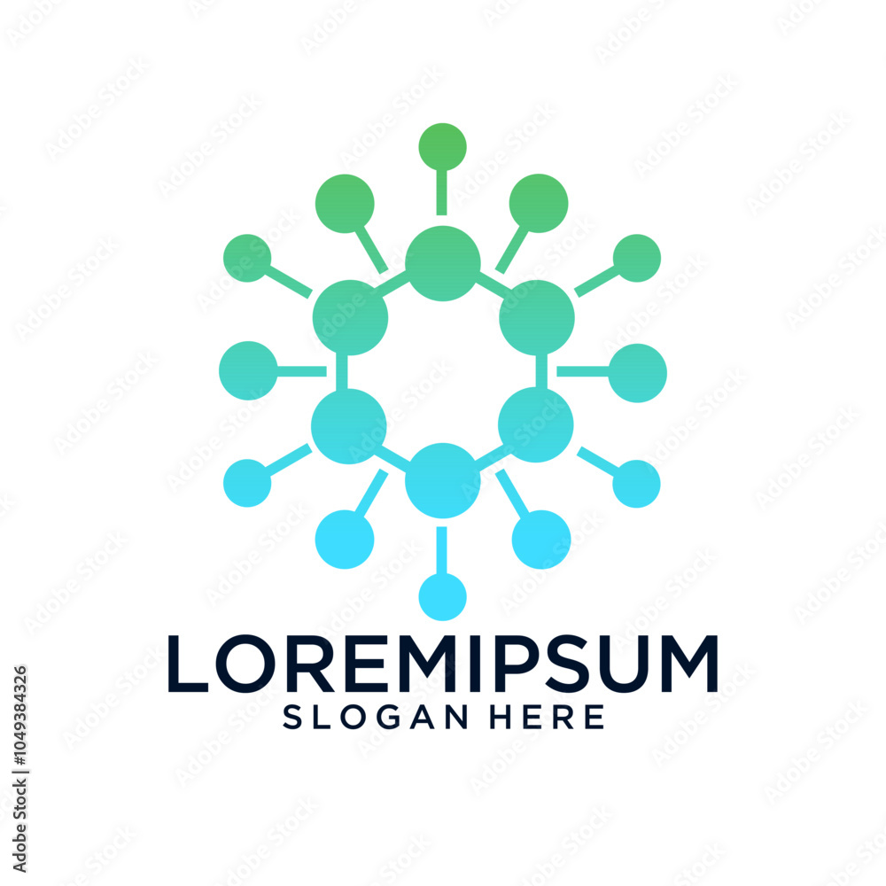 Tech Network Molecule Logo with Circular Gradient Design Tech Network Molecule Logo with Circular Gradient Design