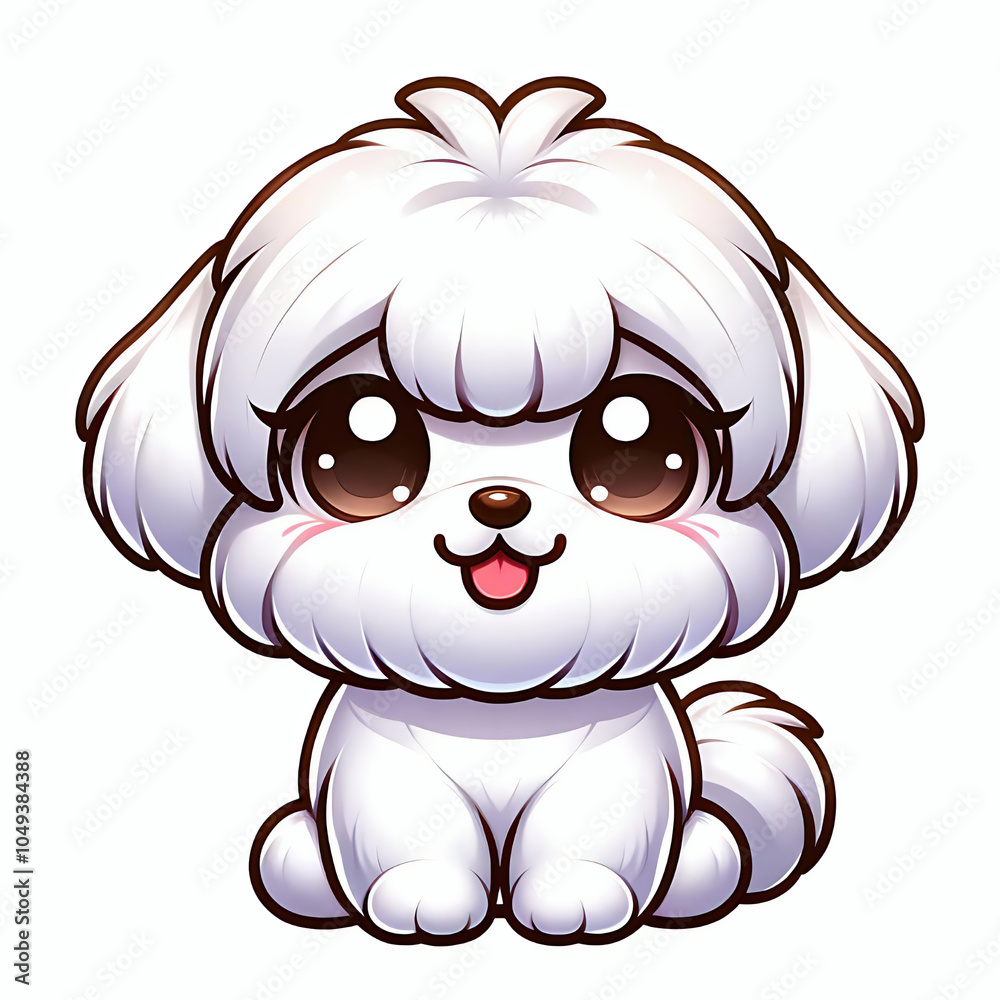 Obraz premium Cute kawaii maltese dog vector cartoon illustration pet clip art design