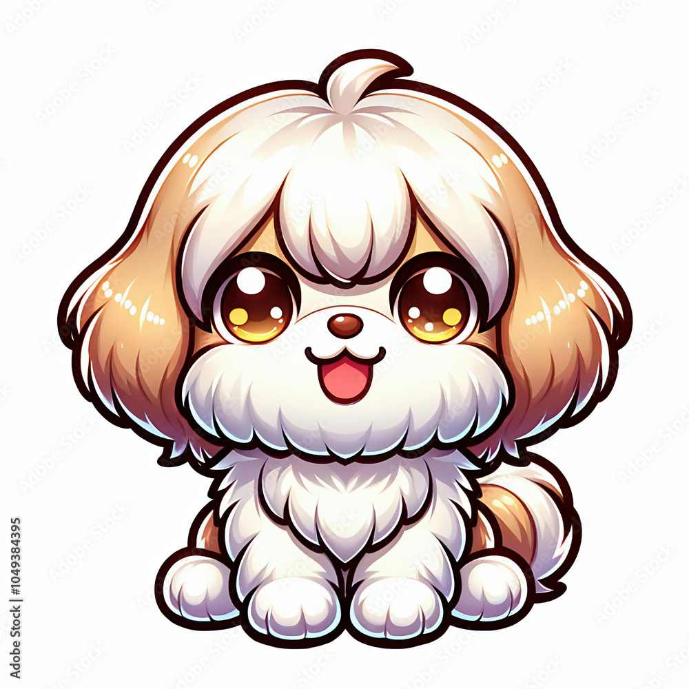 Obraz premium Cute kawaii havanese dog cartoon illustration vector clip art