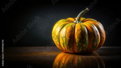 Organic squash vegetable with dramatic lighting on black background, organic, squash, vegetable, healthy, fresh, produce