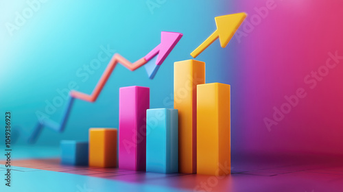 3d rendering of Ai analysis growing higher graphs of the colorful bars graph of financial data on blue background Free Download 3d rendering of Ai analysis growing higher graphs of the colorful bars graph of financial data on blue background - GFXLoad