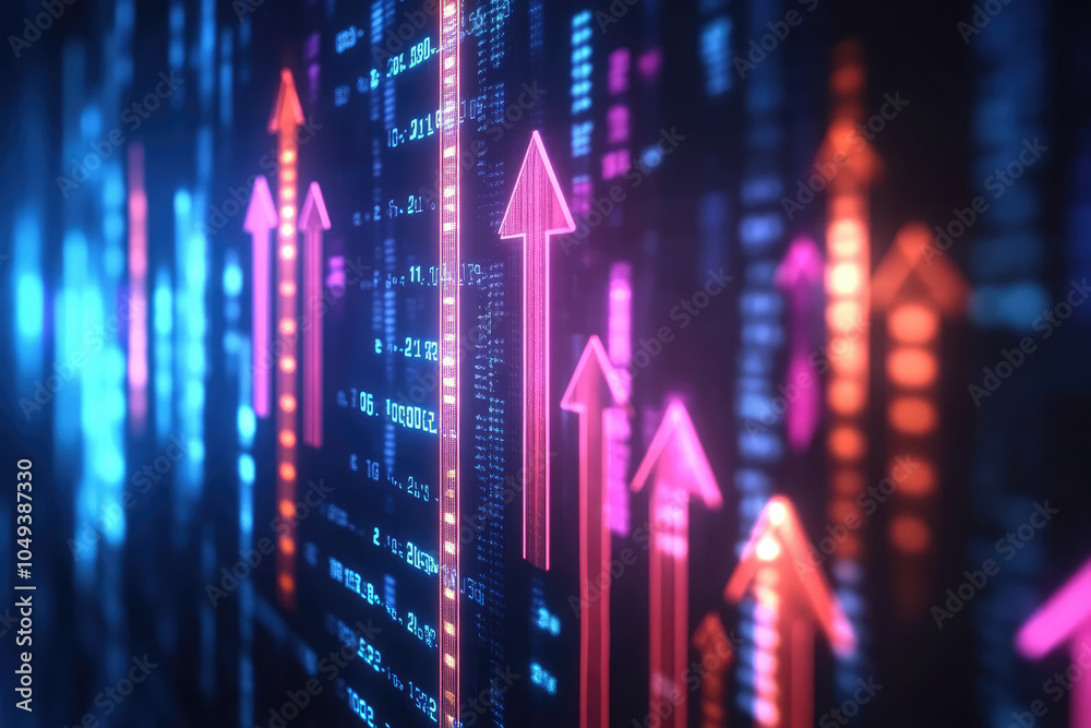 3d rendering of Ai analysis graphs of the financial data on colorful board 3d rendering of Ai analysis graphs of the financial data on colorful board