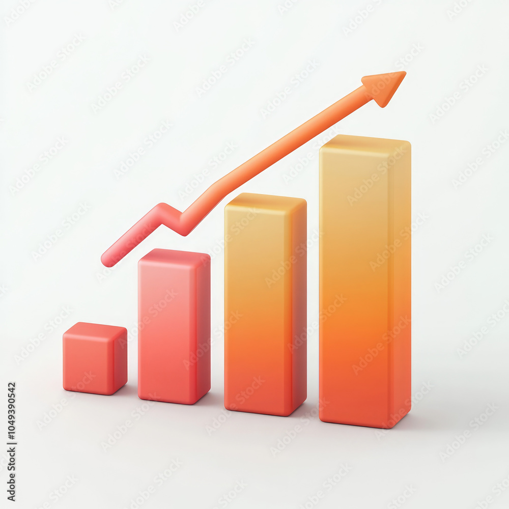 the 3d graph of very good business profit report on the graph on plain white background the 3d graph of very good business profit report on the graph on plain white background