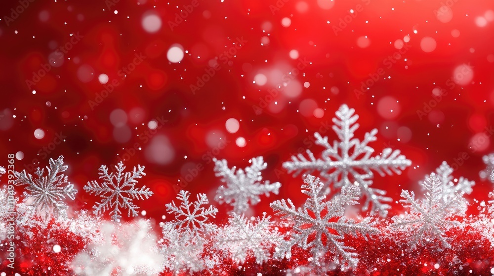 Elegant Red Holiday Background with Snowflakes for Winter Festivities Elegant Red Holiday Background with Snowflakes for Winter Festivities