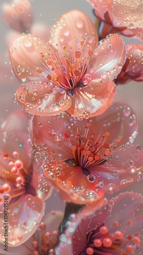 A close up of a pink flower with a lot of sparkles on it. Generative AI