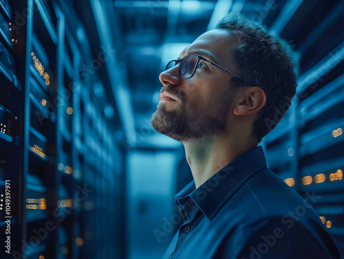 man in a datacenter