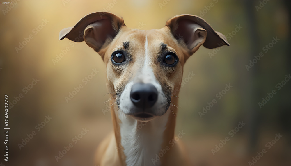 Curious whippet with attentive expression in indoor light whippet Curious whippet with attentive expression in indoor light whippet