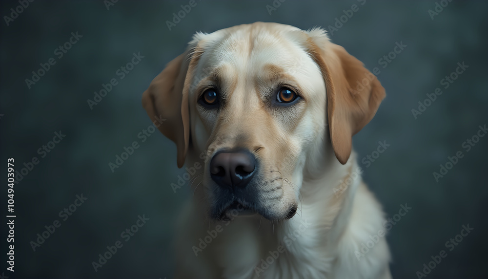 Calm labrador retriever in studio portrait with gentle look labrador retriever Calm labrador retriever in studio portrait with gentle look labrador retriever