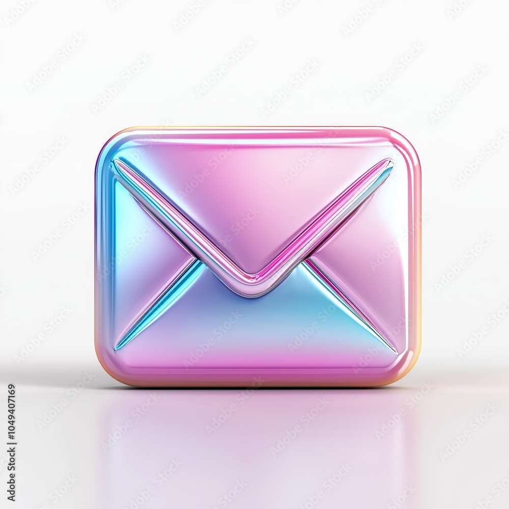 Holographic Mail Envelope Icon 3D Render Holographic Mail Envelope Icon 3D Render