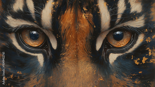 Intense Tiger Eyes - Close-up with Golden Highlights