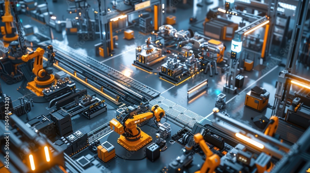 Automated Assembly Line with Robotic Arms and Conveyors Automated Assembly Line with Robotic Arms and Conveyors