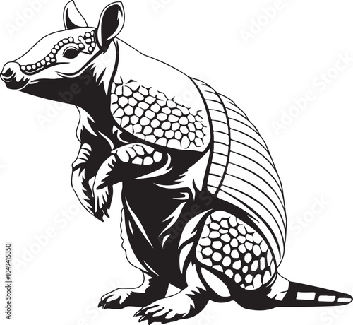 Armadillo vector illustration silhouette cute mammal animal drawing graphic art design isolated on white