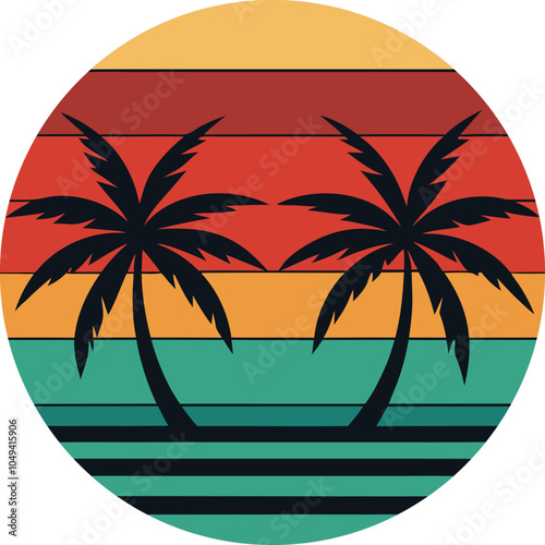 palm tree On retro vintage background 