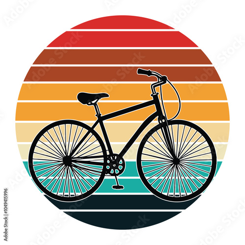 bicycle artwork silhouette on retro vintage background
