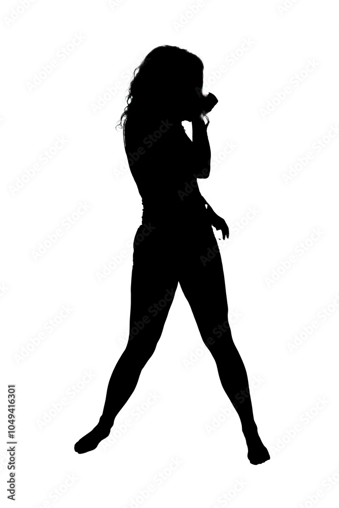 A graceful silhouette of a woman dancing elegantly on a white background A graceful silhouette of a woman dancing elegantly on a white background