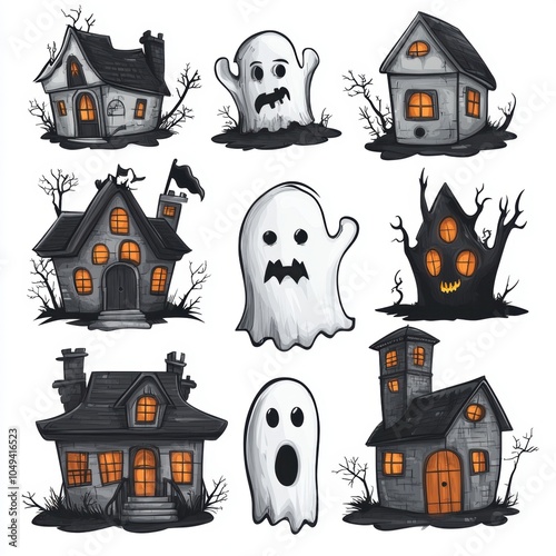 Haunted house. Halloween decoration element. photo