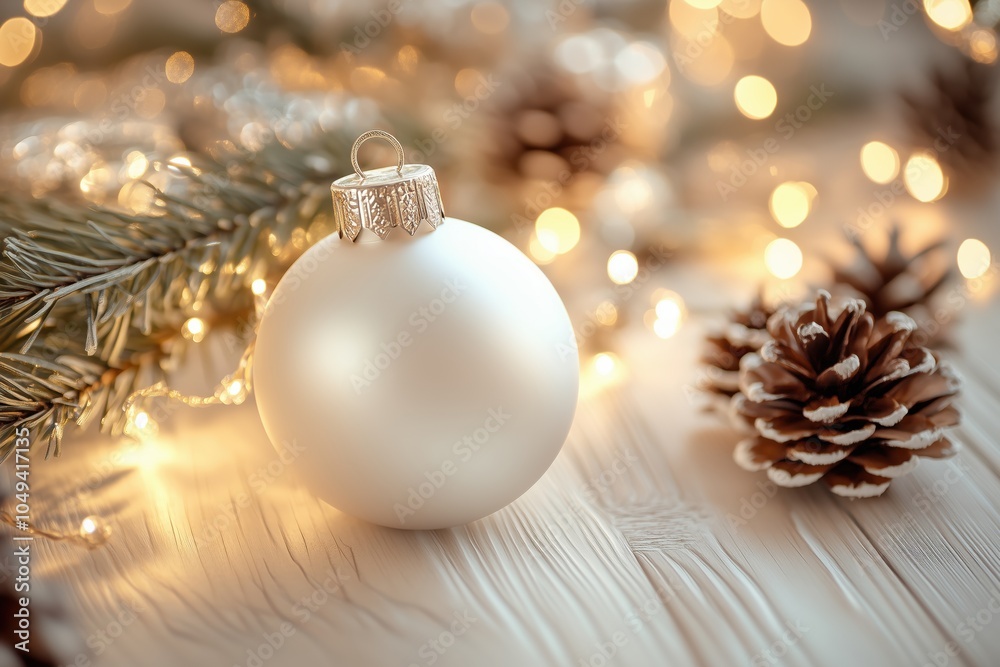 a white New Year 's ball and cones .new Year's mood a white New Year 's ball and cones .new Year's mood