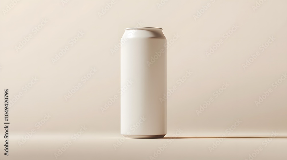 Blank mockup template of a packaging label on a tall cylindrical beverage container, with minimalistic design and soft shadows. Blank mockup template of a packaging label on a tall cylindrical beverage container, with minimalistic design and soft shadows.