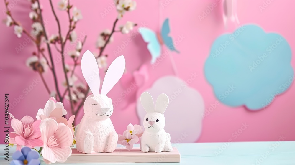 Obraz premium Spring Simple Decoration in the Background - a fresh and charming visual. The spring simple decoration in the background creates an inviting and delightful seasonal scene.