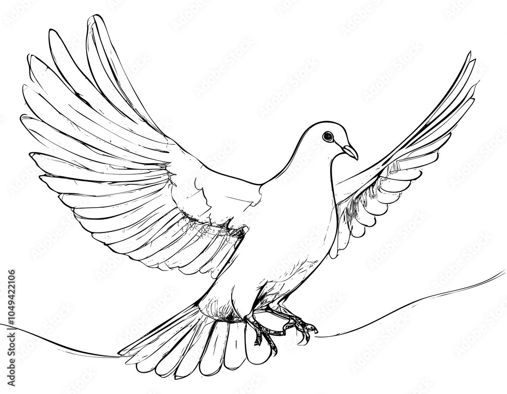 Fototapeta premium A drawn white dove