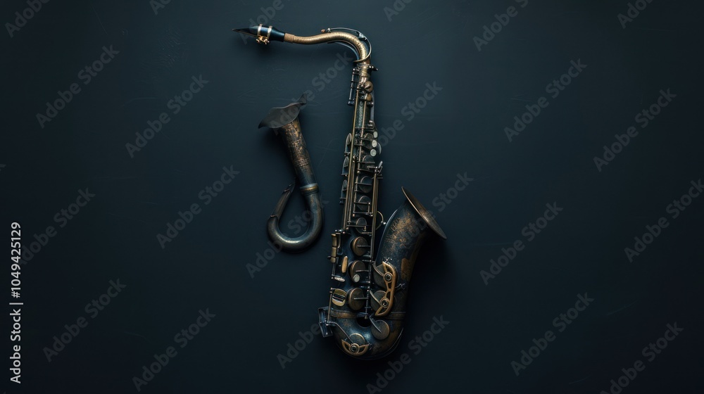 Fototapeta premium An Old Tenor Saxophone Against a Dark Background