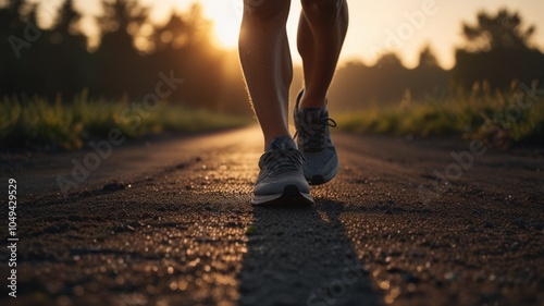 closeup shot of person running on the road, joggiing 