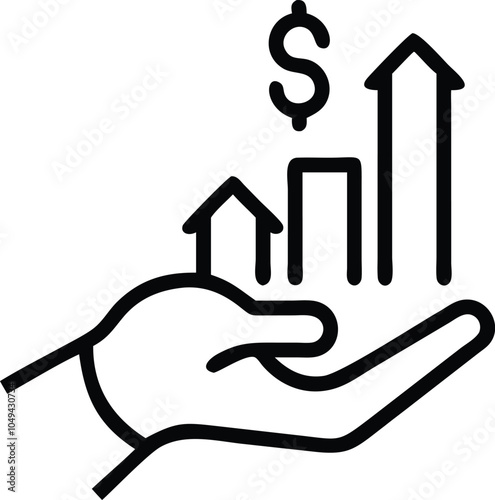  Financial Growth outline Icon vector file.