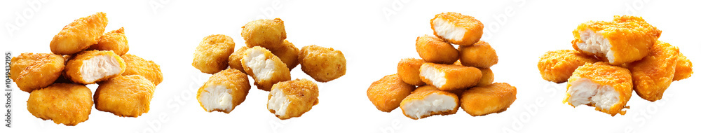 Chicken Nuggets isolated on a transparent PNG background, white background , cut out, clipping path, Generative Ai
Chicken Nuggets isolated on a transparent PNG background, white background , cut out, clipping path, Generative Ai