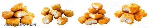 Chicken Nuggets isolated on a transparent PNG background, white background , cut out, clipping path, Generative Ai 