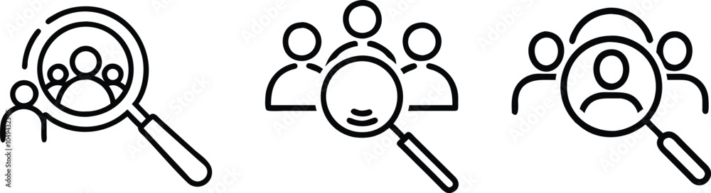Magnifying Glass with People Icon set vector file. Magnifying Glass with People Icon set vector file.