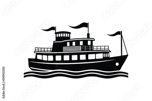 Cruise Ship Silhouette Vector Illustration – Elegant and Minimal Design for Nautical and Travel Themes photo