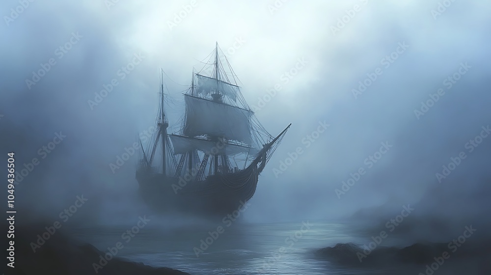 Obraz premium ship in the fog