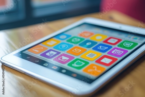 Wallpaper Mural Colorful Tablet App Interface for Language Learning Torontodigital.ca