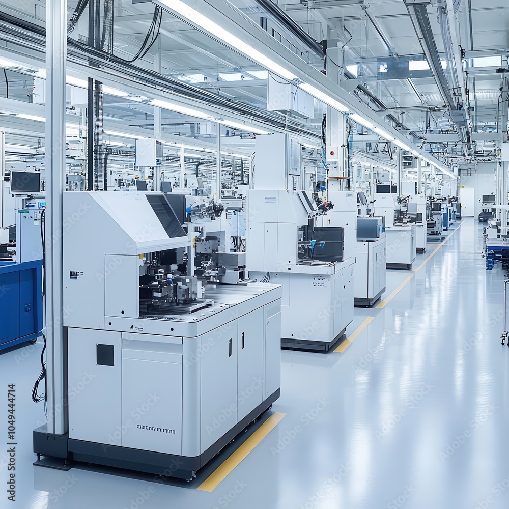 Modern Clean Factory with Precision Engineered Machines Modern Clean Factory with Precision Engineered Machines