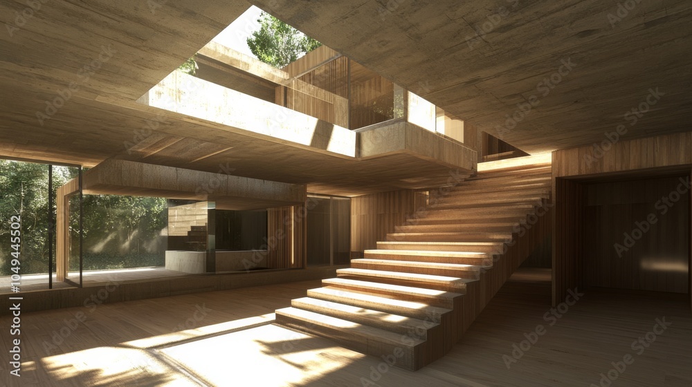 Fototapeta premium Modern Interior Design with Detailed Textures and Light