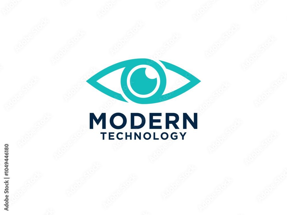 Abstract Eye Vision Logo Line. Green Geometric Shape Infinity with Circle Eyeball inside isolated on White Background. Use for Business and Technology Logos. Abstract Eye Vision Logo Line. Green Geometric Shape Infinity with Circle Eyeball inside isolated on White Background. Use for Business and Technology Logos.