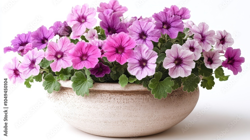 Elegant Arrangement of Beautiful Flowers in a Pot on White Background, Featuring Vibrant Colors and Detailed Blooms for a Simple and Charming Display of Nature's Beauty. Elegant Arrangement of Beautiful Flowers in a Pot on White Background, Featuring Vibrant Colors and Detailed Blooms for a Simple and Charming Display of Nature's Beauty.