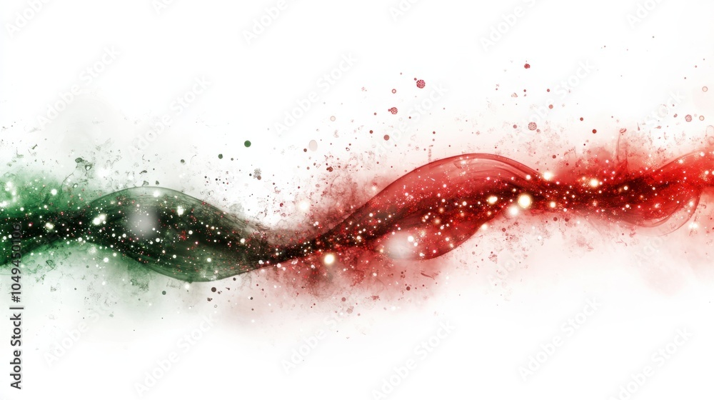 Christmas abstract with soft red and green hues, twinkling snowflakes, and glowing lights, isolated on white Christmas abstract with soft red and green hues, twinkling snowflakes, and glowing lights, isolated on white