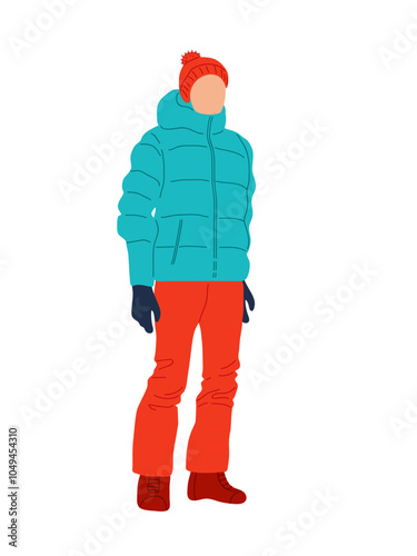A person dressed warmly in winter attire standing outdoors during a cold day in a snowy landscape