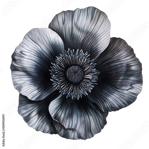 Detailed Illustration of a Poppy Anemone Flower