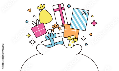 袋からプレゼントが飛び出しているイラスト